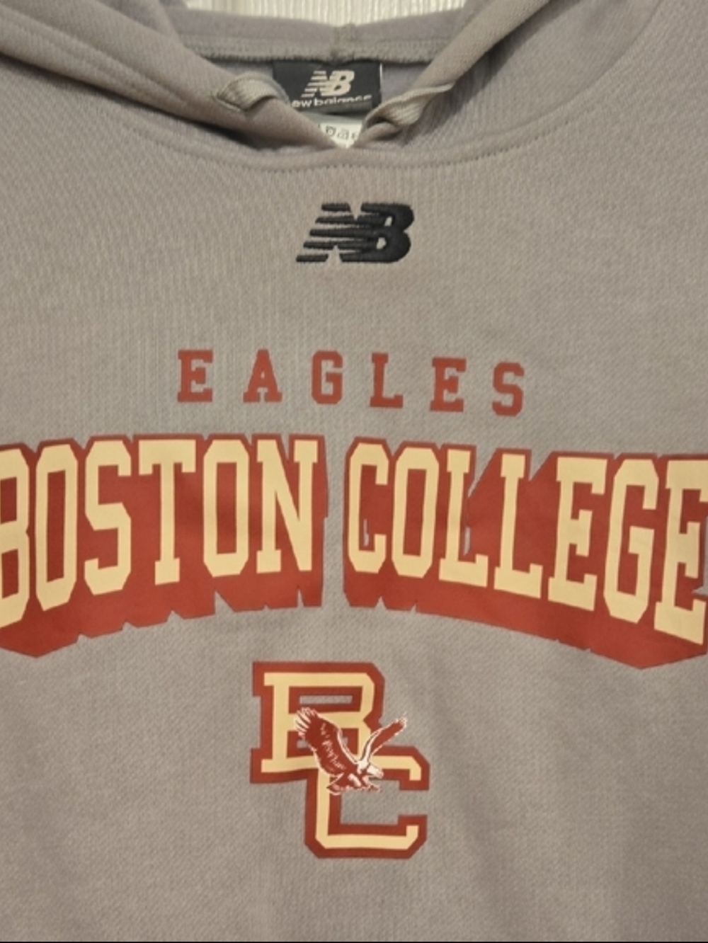 New Balance Boston College Eagles Hoodie Gray Men’s Size L NCAA Pullover - Picture 7 of 7